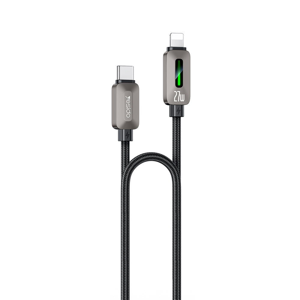 USB-C - Lightning Data- og Opladningskabel Yesido CA199, 27W, 1,2m, Sort