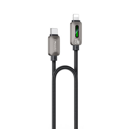 USB-C - Lightning Data- og Opladningskabel Yesido CA199, 27W, 1,2m, Sort