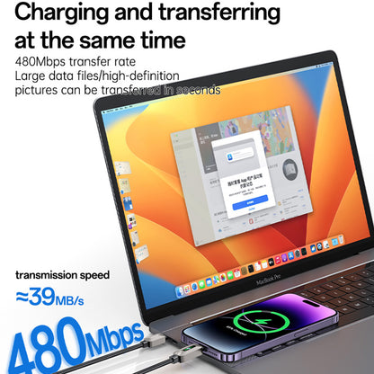 USB-C - Lightning Data- og Opladningskabel Yesido CA199, 27W, 1,2m, Sort