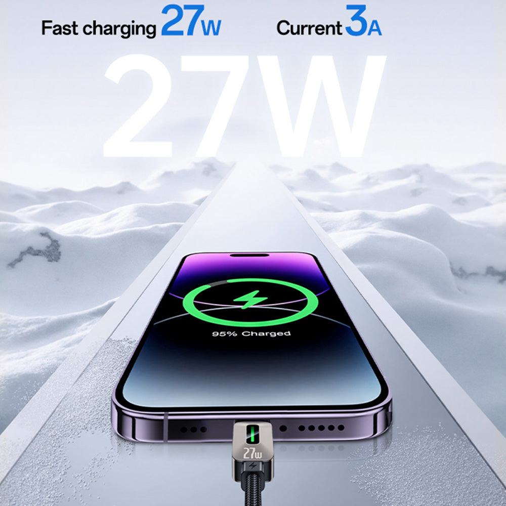 USB-C - Lightning Data- og Opladningskabel Yesido CA199, 27W, 1,2m, Sort