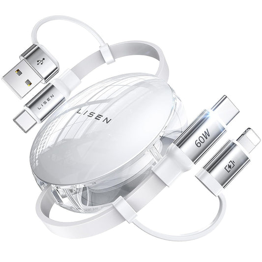 USB-C / USB-A data- og opladningskabel - USB-C / Lightning Lisen, 60W, 1m, hvid YL0123030001