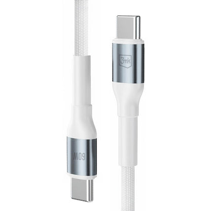Data- og opladningskabel USB-C - USB-C 3MK Hyper N, 60W, 1m, Hvid