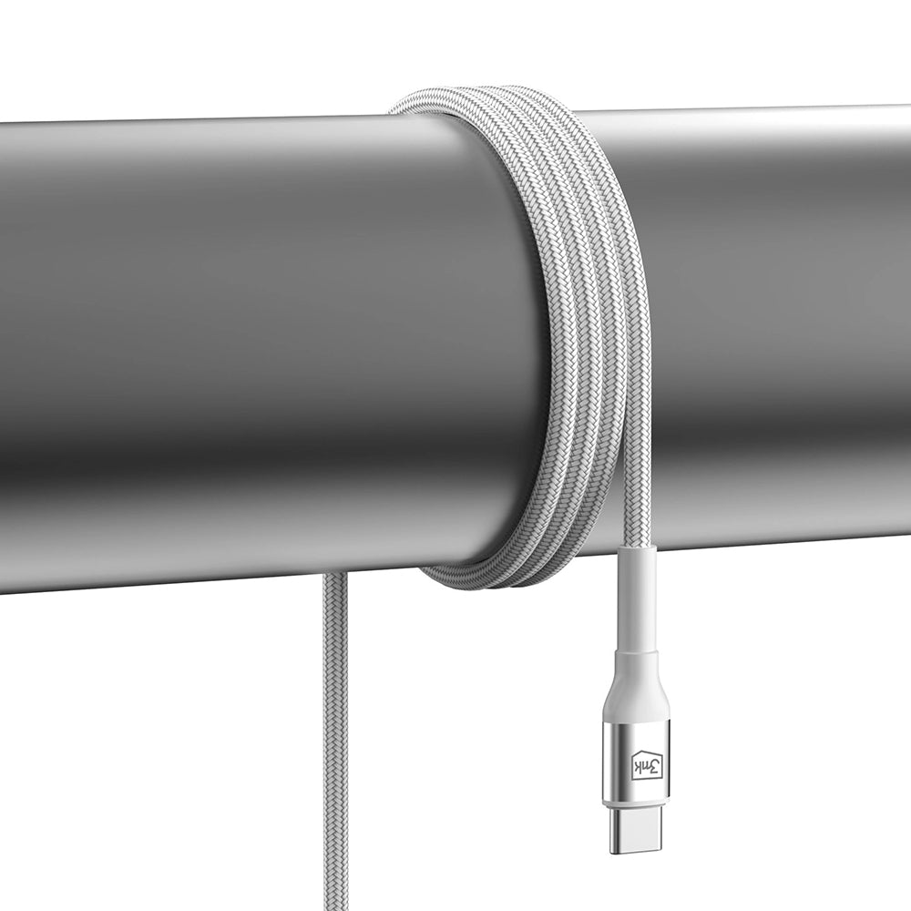 Data- og opladningskabel USB-C - USB-C 3MK Hyper N, 60W, 1m, Hvid