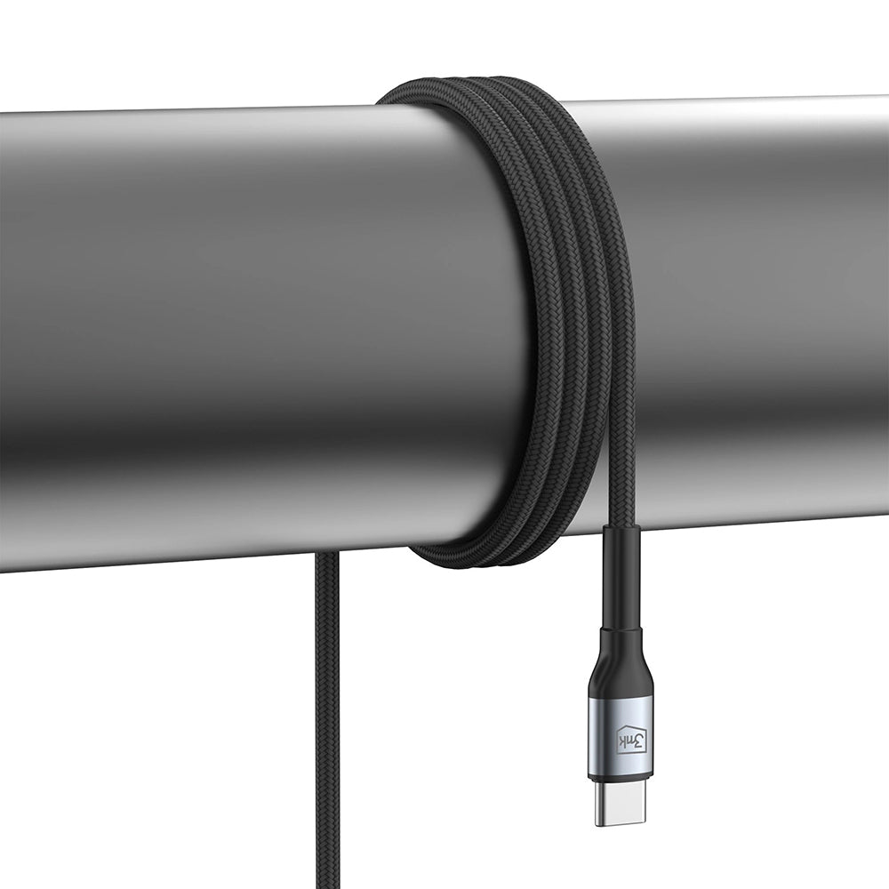 USB-C Data and Charging Cable - USB-C 3MK Hyper N Angled, 60W, 2m, Black