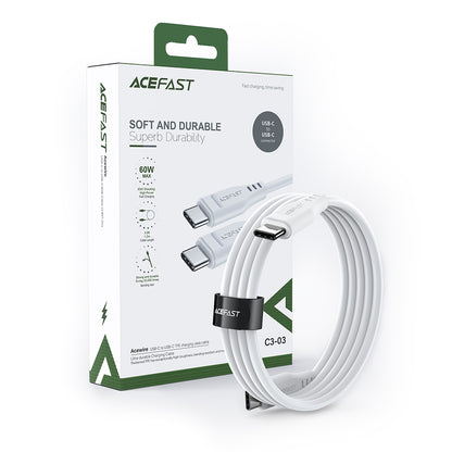 Data- og opladningskabel USB-C - USB-C Acefast C3-03, 60W, 1,2m, Hvid
