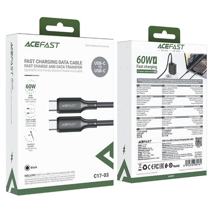 Data- og opladningskabel USB-C - USB-C Acefast C17-03, 60W, 1,2m, Sort