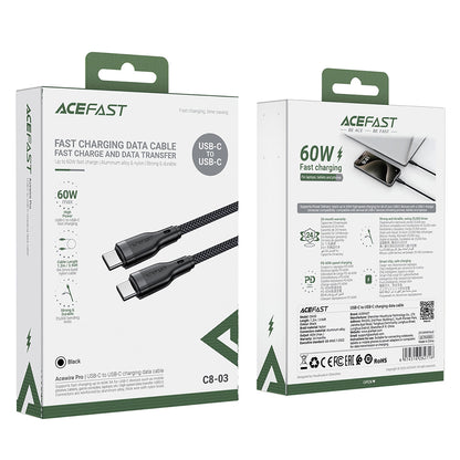 Data- og opladningskabel USB-C - USB-C Acefast C8-03, 60W, 1,2m, Sort