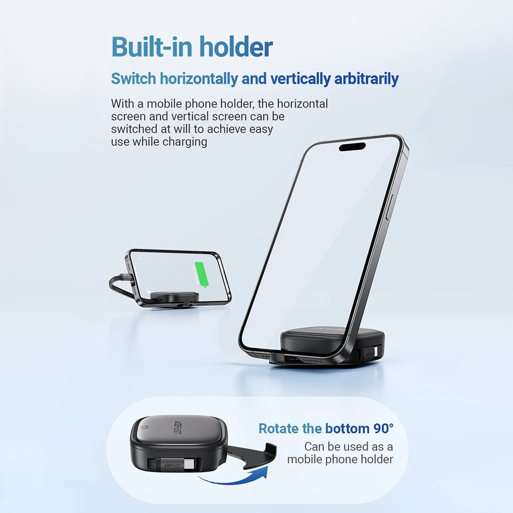 Data- og opladningskabel USB-C - USB-C Acefast Travel J3, 60W, 0.95m, Sort