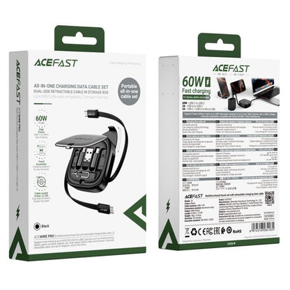 Data- og opladningskabel USB-C - USB-C Acefast Travel J3, 60W, 0.95m, Sort