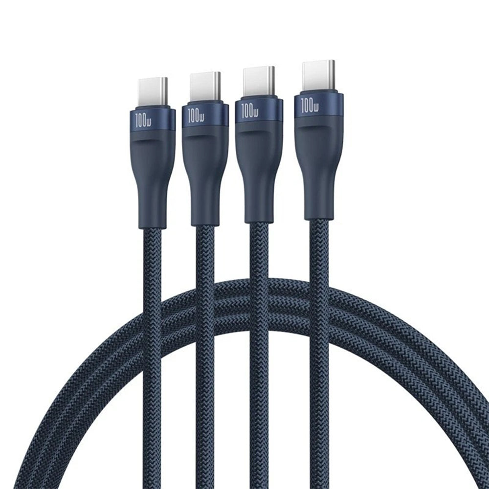 USB-C Opladerkabel - 3 x USB-C Baseus Flash Series III 3in1, 100W, 1.5m, Blå P10377503321-00