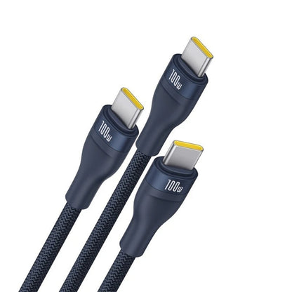 USB-C Opladerkabel - 3 x USB-C Baseus Flash Series III 3in1, 100W, 1.5m, Blå P10377503321-00