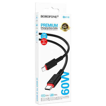 USB-C Data and Charging Cable - USB-C Borofone BX110 Beneficio, 60W, 1m, Black