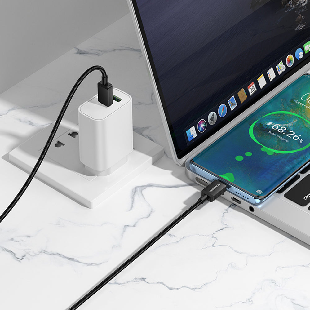 Data- og opladningskabel USB-C - USB-C Borofone BX120 Placer, 60W, 1m, Sort