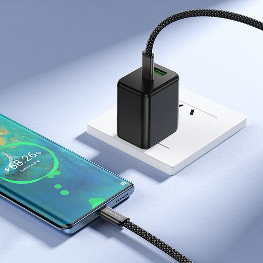USB-C Data and Charging Cable - USB-C Borofone BX124 Peace, 60W, 1m, Black