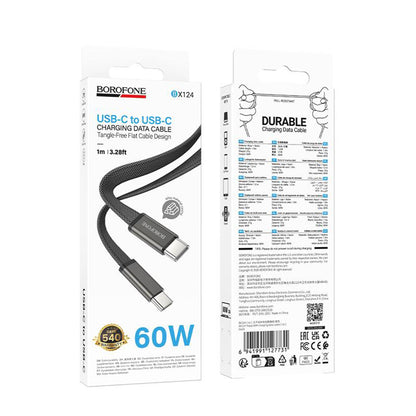 USB-C Data and Charging Cable - USB-C Borofone BX124 Peace, 60W, 1m, Black
