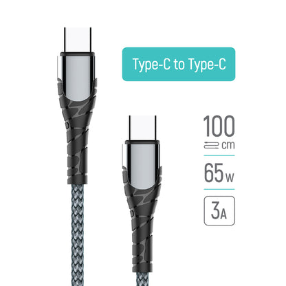 USB-C Data- og Opladningskabel - USB-C ColorWay CW-CBPDCC040, 65W, 1m, Grå