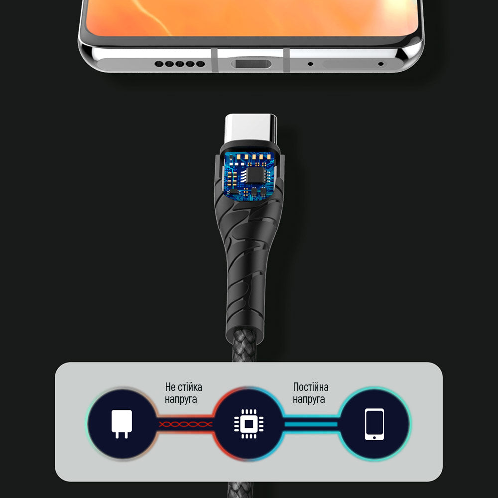 USB-C Data- og Opladningskabel - USB-C ColorWay CW-CBPDCC040, 65W, 1m, Grå