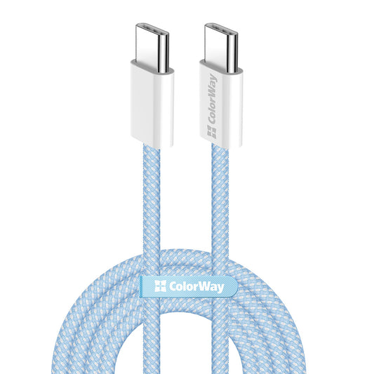 Data- og opladningskabel USB-C - USB-C ColorWay CW-CBPDCC061, 60W, 1m, Blå