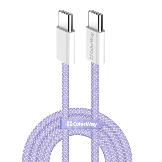 USB-C Data- og Opladningskabel - USB-C ColorWay CW-CBPDCC061, 60W, 1m, Lilla