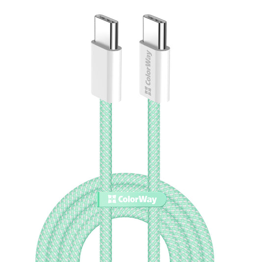 Data- og opladningskabel USB-C - USB-C ColorWay CW-CBPDCC061, 60W, 1m, Grøn