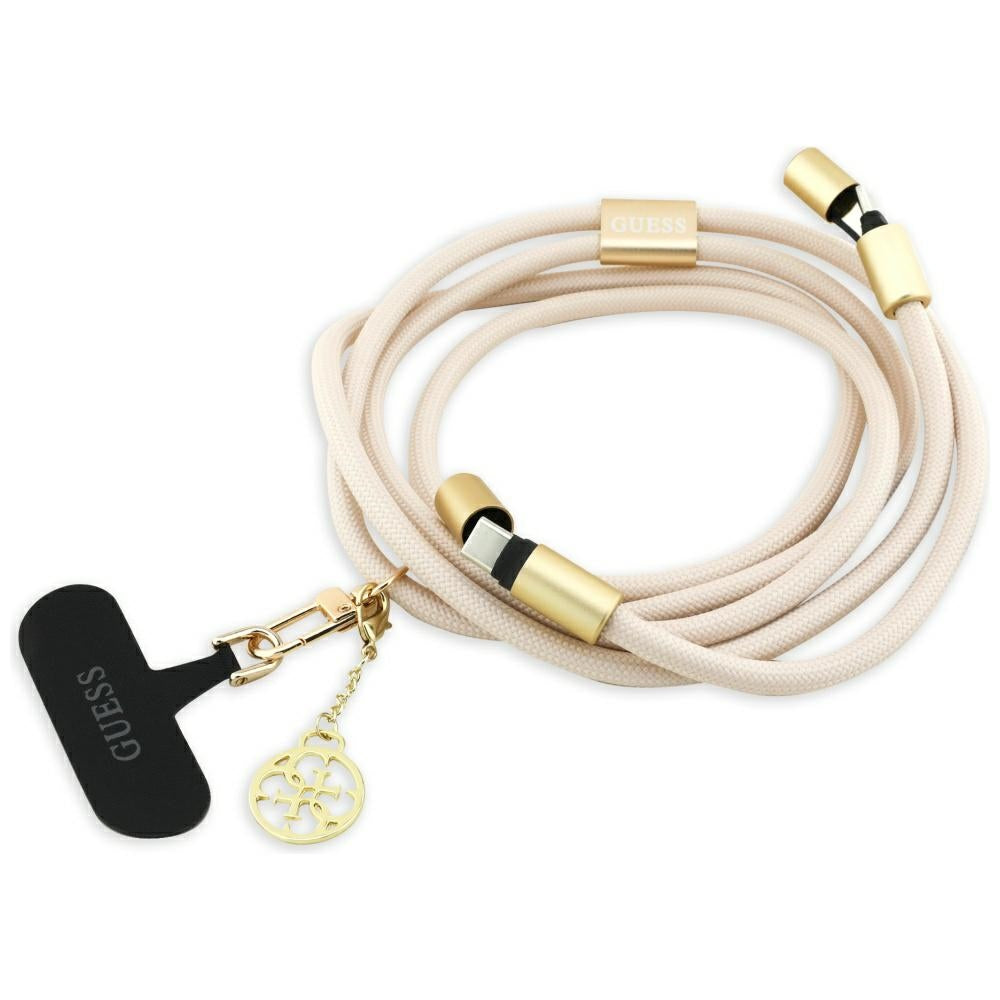 USB-C til USB-C data- og opladningskabel Guess CBDY 4G Charm, 100W, 1,5m, Beige