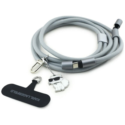 USB-C - USB-C data- og opladningskabel Karl Lagerfeld Choupette Charm, 100W, 1,5m, Grå
