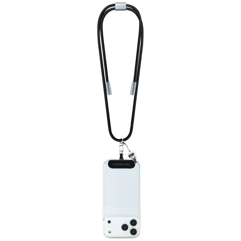 USB-C data- og opladningskabel - USB-C Karl Lagerfeld Ikonik Charm, 100W, 1,5m, Sort