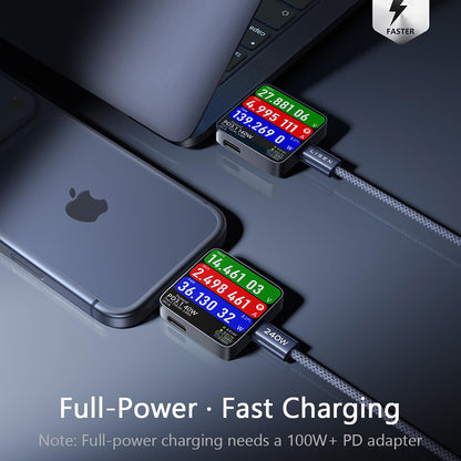 Data- og opladningskabel USB-C - USB-C Lisen, 240W, 2m, Sæt med 2 stykker, Marineblå YL0123070023