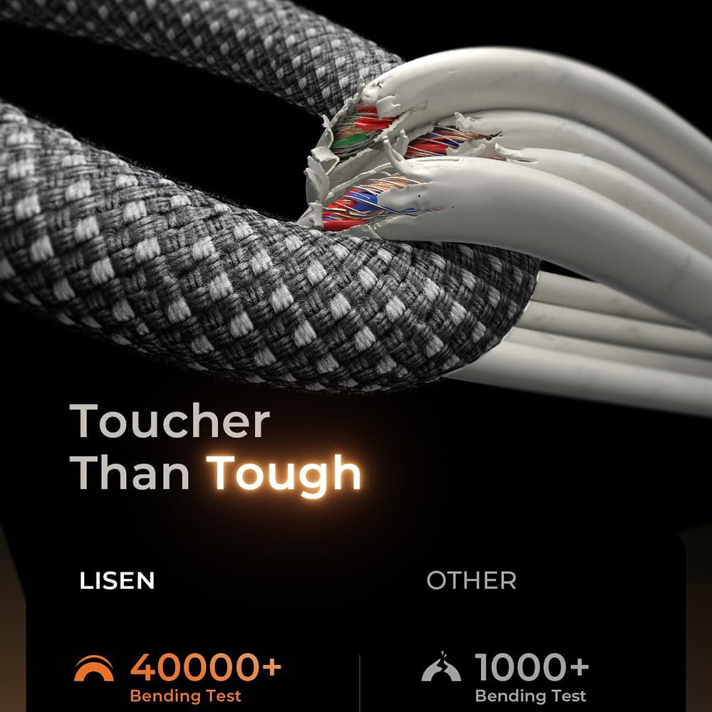 USB-C Data and Charging Cable - USB-C Lisen, 60W, Set of 5 pieces (2 x 1m, 2 x 2m, 1 x 3m), Black YL0123070010