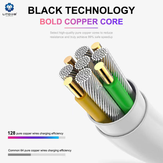 Data- og opladningskabel USB-C - USB-C Lito, 18W, 2m, Hvid