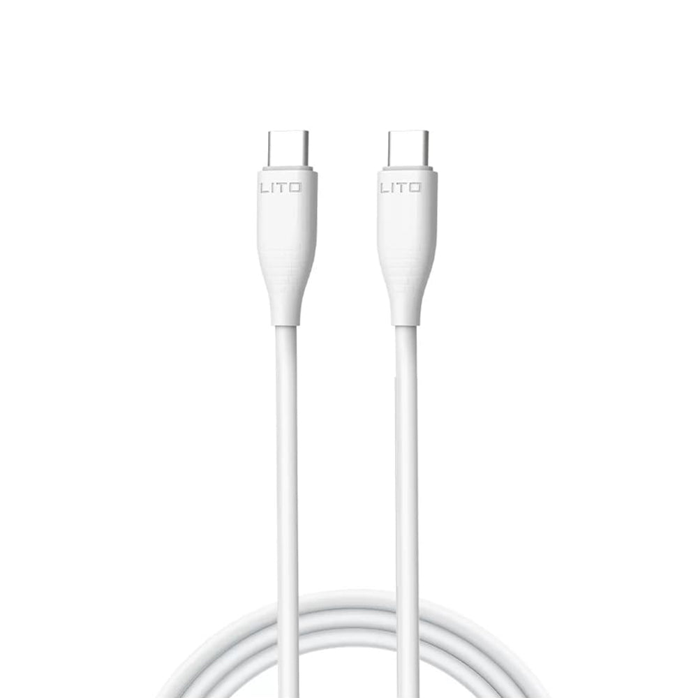 Data- og opladningskabel USB-C - USB-C Lito LD03, 60W, 1m, Hvid