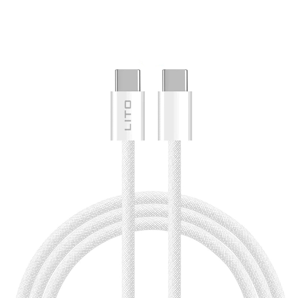 Data- og opladningskabel USB-C - USB-C Lito LD04CC, 60W, 1m, Hvid