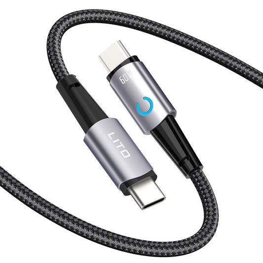 USB-C data- og opladningskabel - USB-C Lito LD10CC, 60W, 1m, Sort