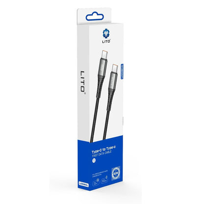 Data- og opladningskabel USB-C - USB-C Lito LD22CC, 60W, 2m, Sort