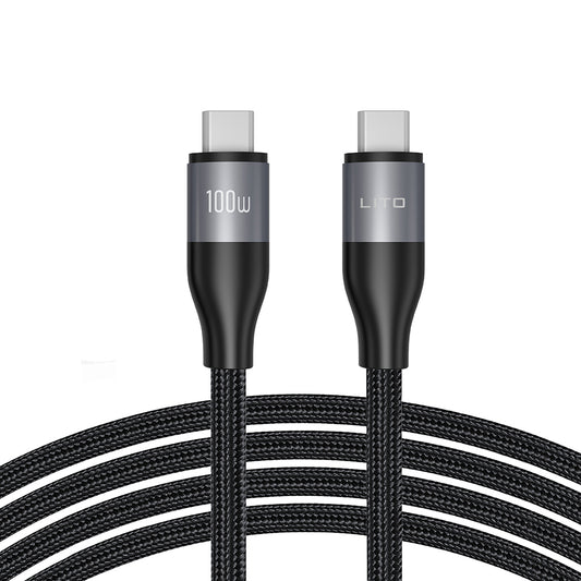 USB-C data- og opladningskabel - USB-C Lito LD23CC, 100W, 1m, Grå