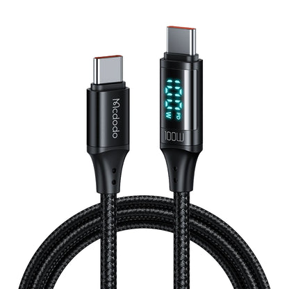 Data- og opladningskabel USB-C - USB-C McDodo CA-1100 Display, 100W, 1,2m, Sort