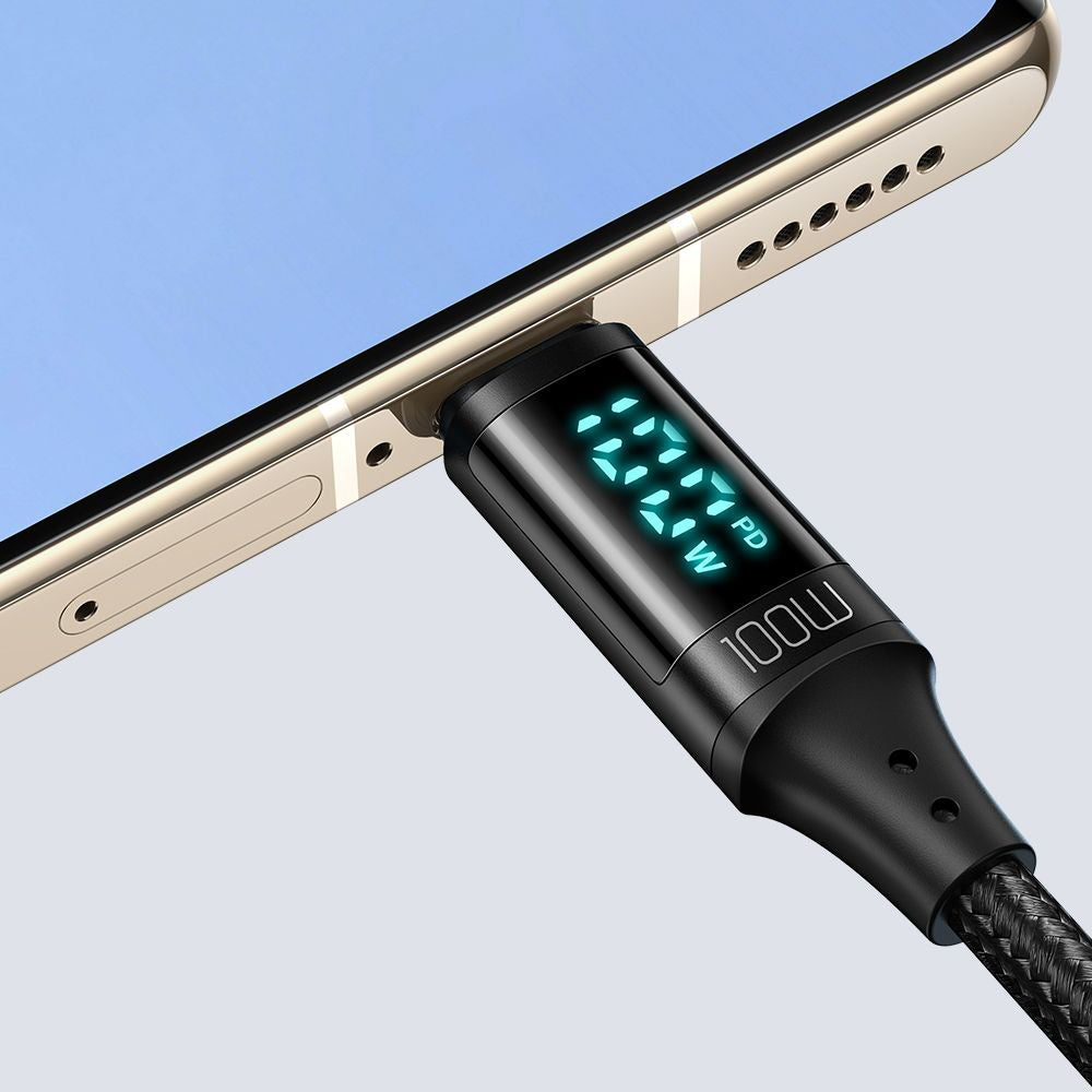 Data- og opladningskabel USB-C - USB-C McDodo CA-1100 Display, 100W, 1,2m, Sort