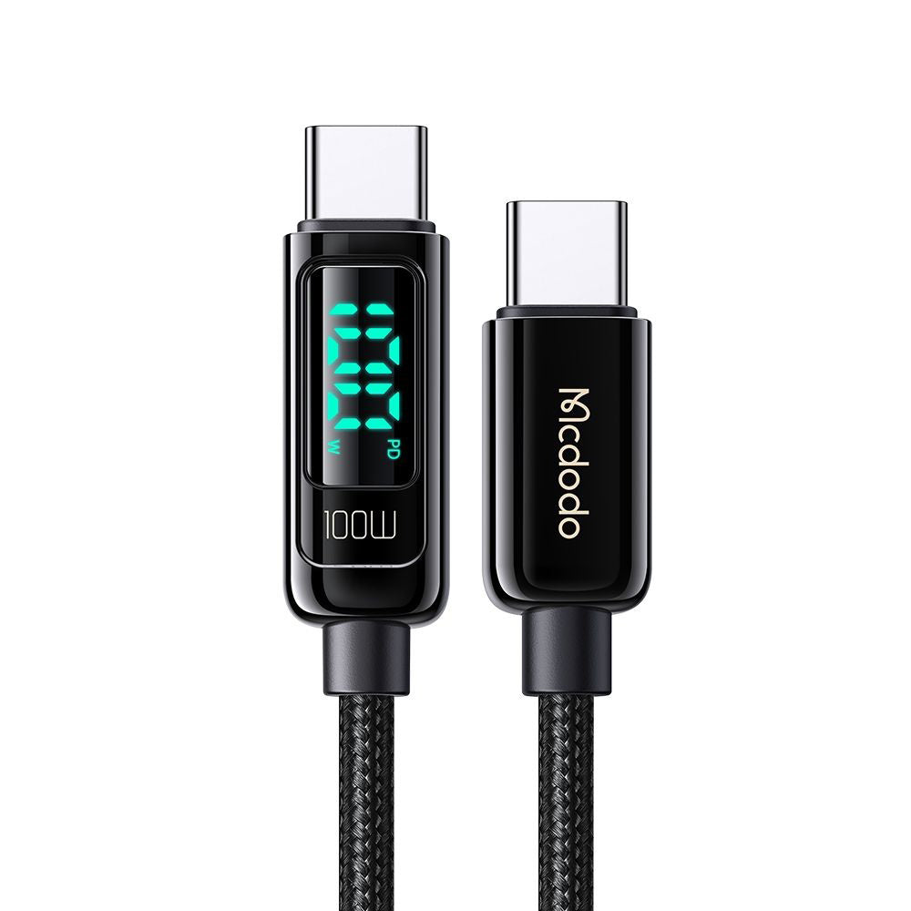 Data- og opladningskabel USB-C - USB-C McDodo CA-8820 Display, 100W, 1.2m, Sort