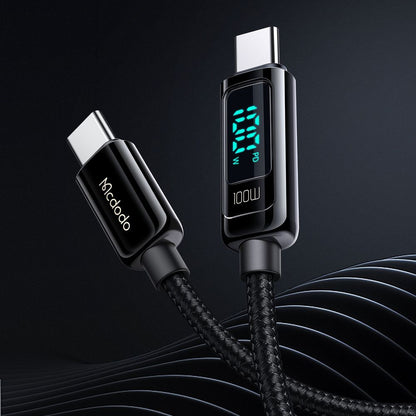 Data- og opladningskabel USB-C - USB-C McDodo CA-8820 Display, 100W, 1.2m, Sort