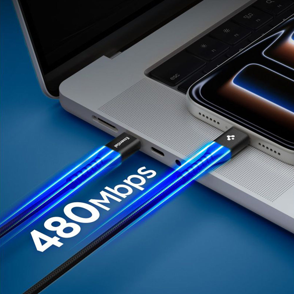 Data- og opladningskabel USB-C - USB-C Spigen EB10010CCA, 100W, 1m, Sort ACA11103