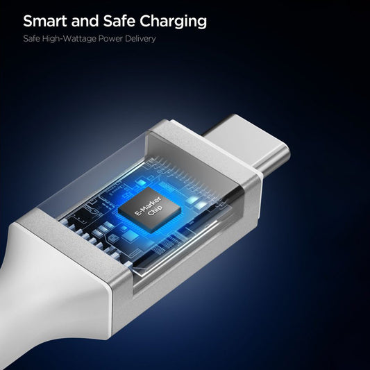 Data- og opladningskabel USB-C - USB-C Spigen EB24015CC, 240W, 1.5m, Hvid ACA10422