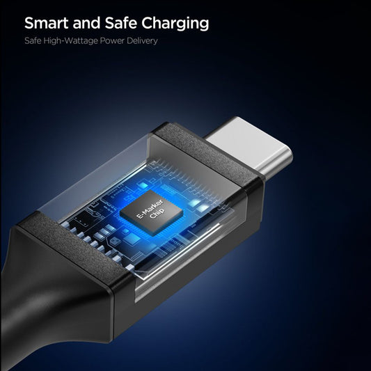 Data- og opladningskabel USB-C - USB-C Spigen EB24015CC, 240W, 1.5m, Sort ACA10423