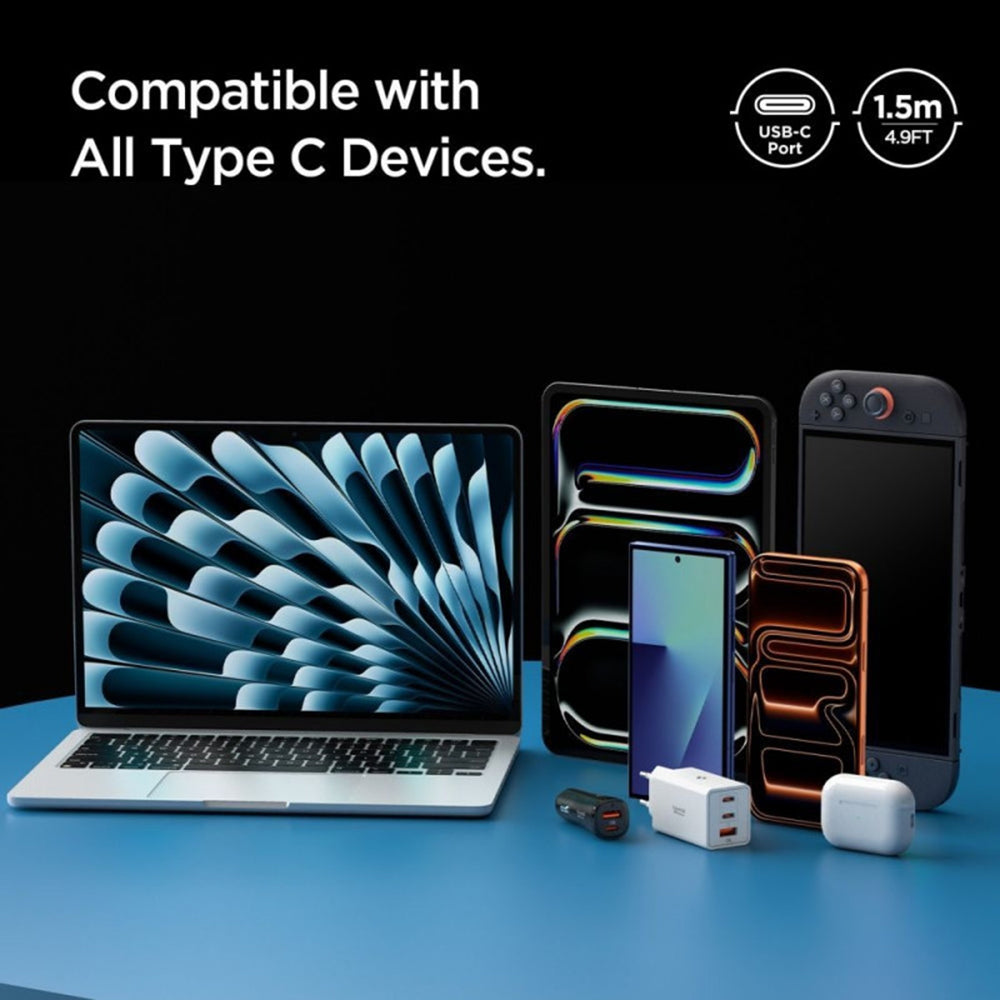 USB-C Data- og Opladningskabel - USB-C Spigen EB6015CC, 60W, 1,5m, Grå ACA10418