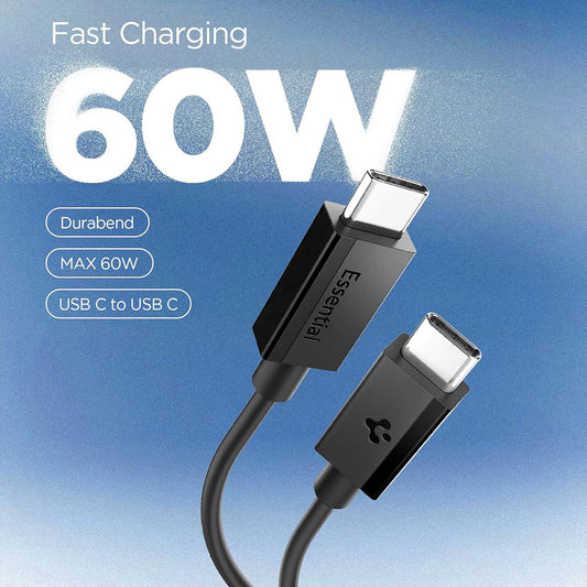 USB-C Data- og Opladningskabel - USB-C Spigen EB6015CC, 60W, 1,5m, Sort ACA10417