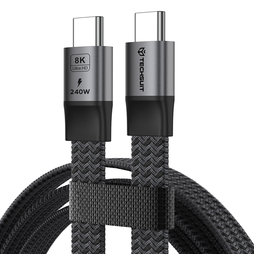 USB-C Data- og Opladningskabel - USB-C Techsuit ElysiumSync Pro CX1, 240W, 1m, Grå