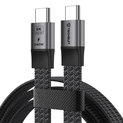 USB-C Data- og Opladningskabel - USB-C Techsuit ElysiumSync Pro CX1, 240W, 1m, Grå