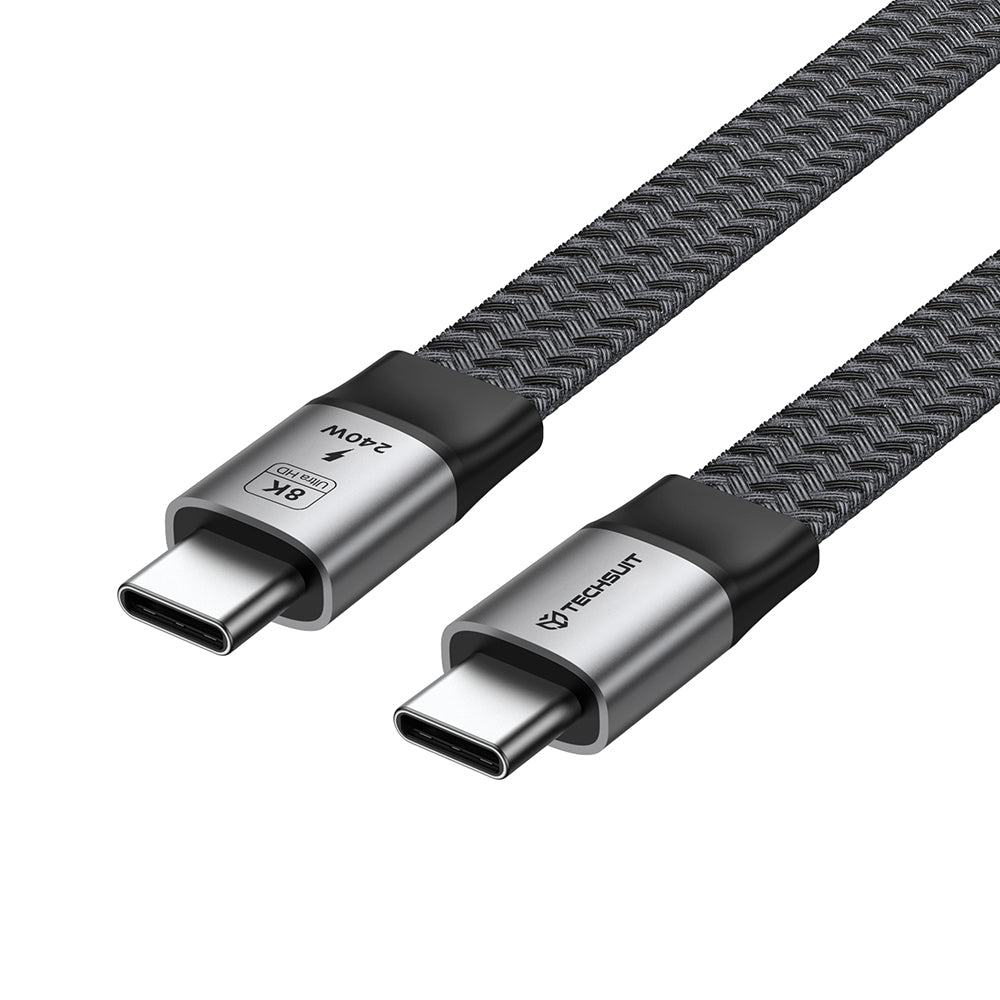 USB-C Data- og Opladningskabel - USB-C Techsuit ElysiumSync Pro CX1, 240W, 1m, Grå