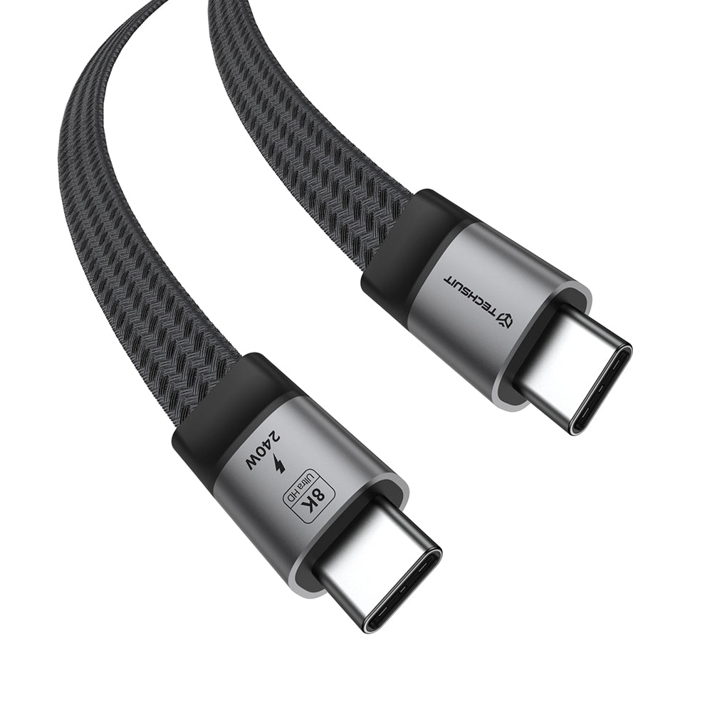 USB-C Data- og Opladningskabel - USB-C Techsuit ElysiumSync Pro CX1, 240W, 1m, Grå