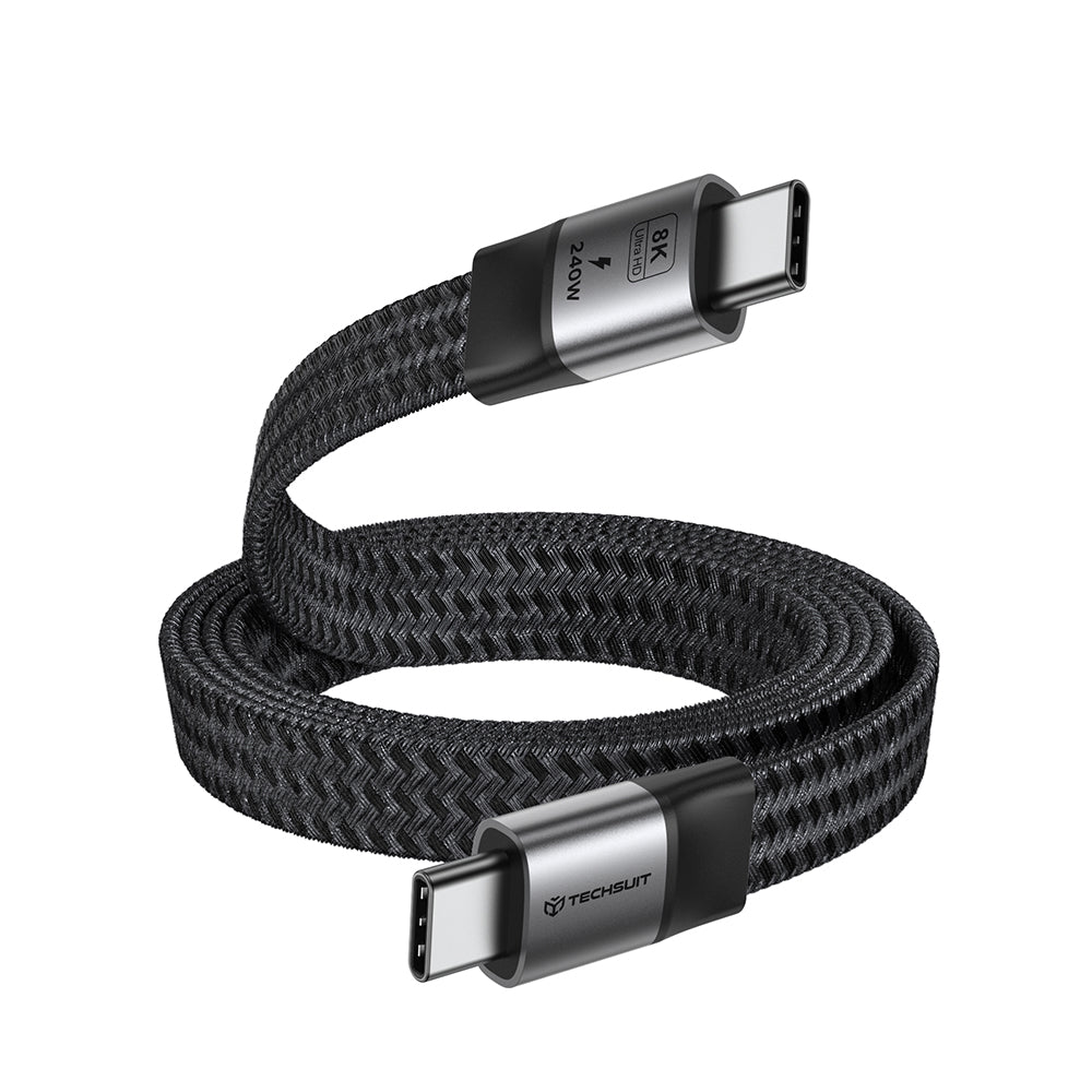 USB-C Data- og Opladningskabel - USB-C Techsuit ElysiumSync Pro CX1, 240W, 1m, Grå