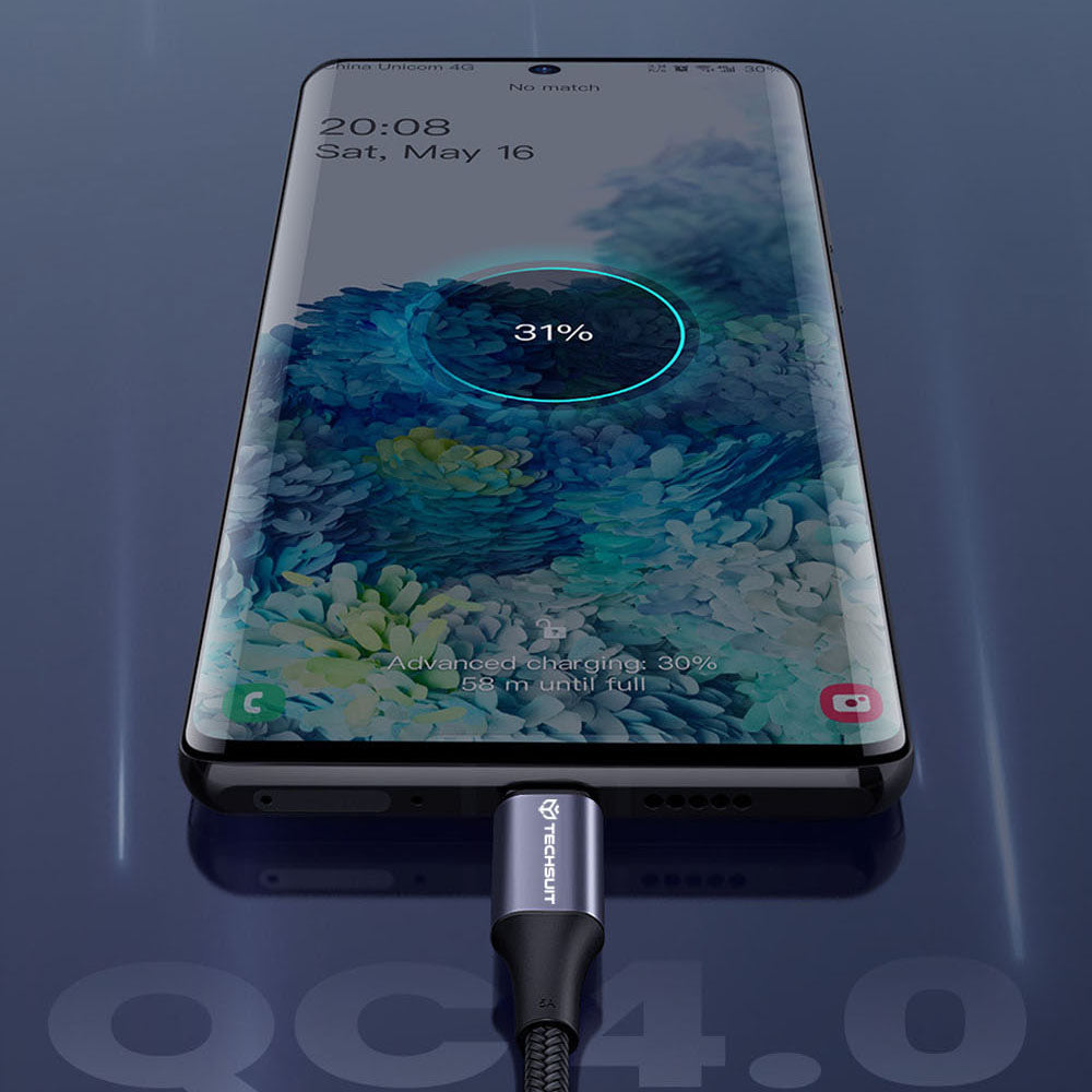 Data- og opladningskabel USB-C - USB-C Techsuit PCB018, 100W, 1m, Sort